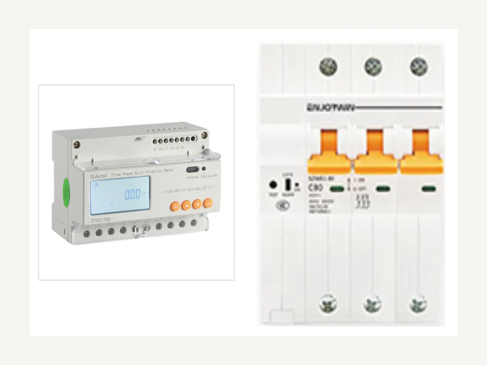 Fotografía real de yq01 Combinación de medidor trifásico y disyuntor monofásico, integrado con ThinkLink EdgeBus