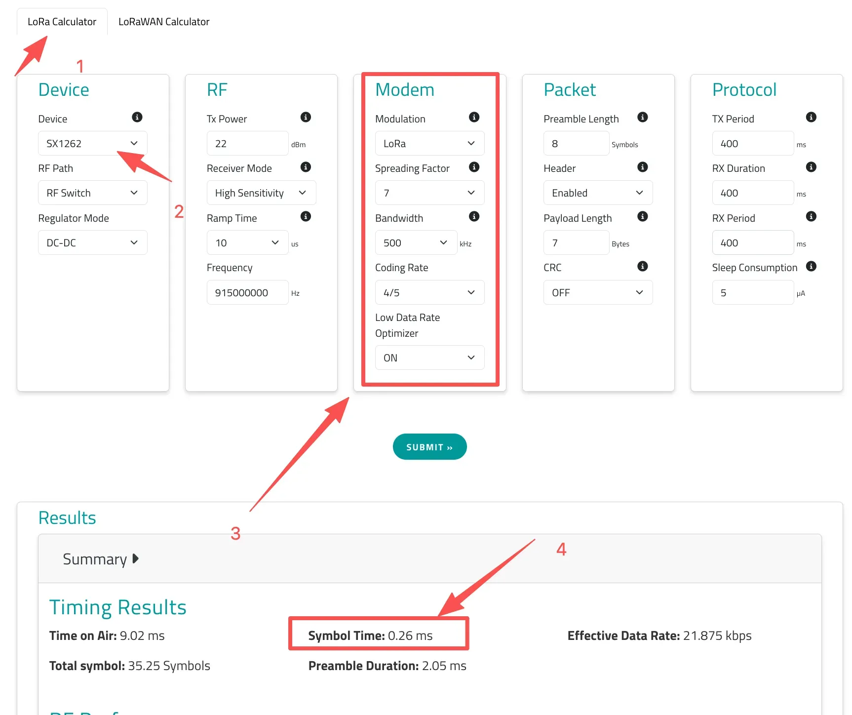 LoRa Calculator Tool